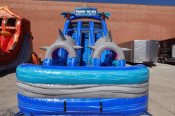18ft Tall Double Lane Shark Water Slide 18ft shark beach dual lane center climb inflatable water slide 393 1 18ft Tall Double Lane Shark Water Slide