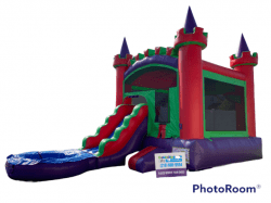 Red Castle Wet Bounce House with slide