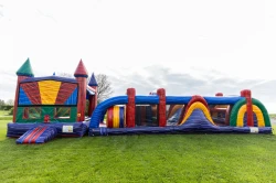 38ft Electric Rush Obstacle attached to 13x13 bounce house