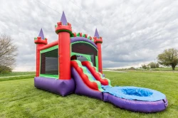 Red Castle Wet Bounce House with slide