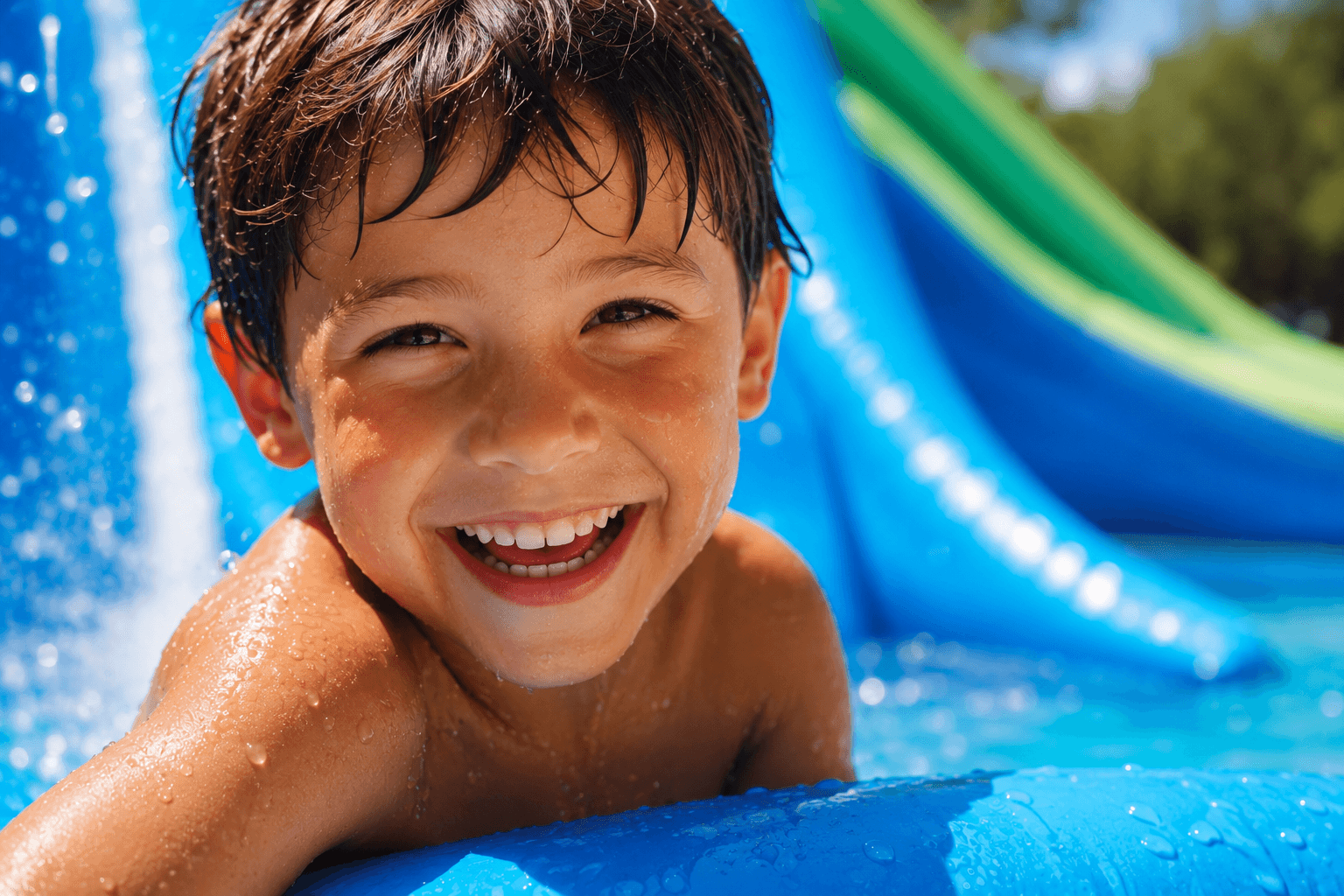 Backyard water slide setup