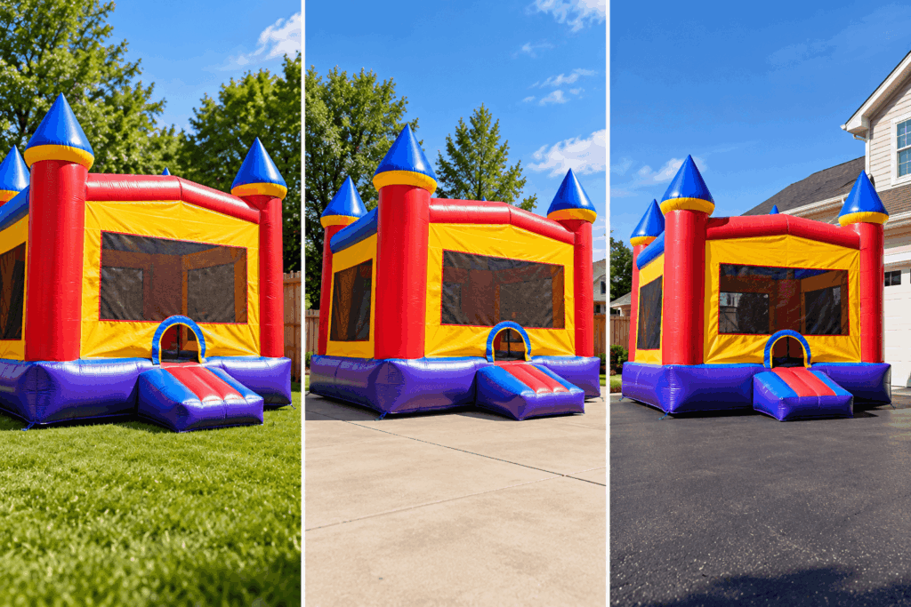 bounce house setup surface